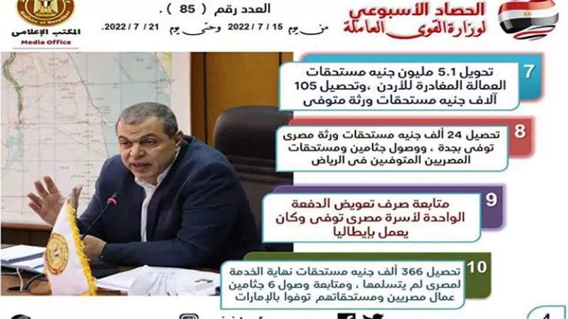 القوى العاملة في أسبوع.. سعفان يعلن إجازة مدفوعة الأجر للقطاع الخاص بمناسبة ذكرى ثورة 23 يوليو